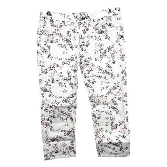 Rag & Bone Micro White Floral High Waist Wide Leg Crop Jeans Size 26 - Picture 3 of 9